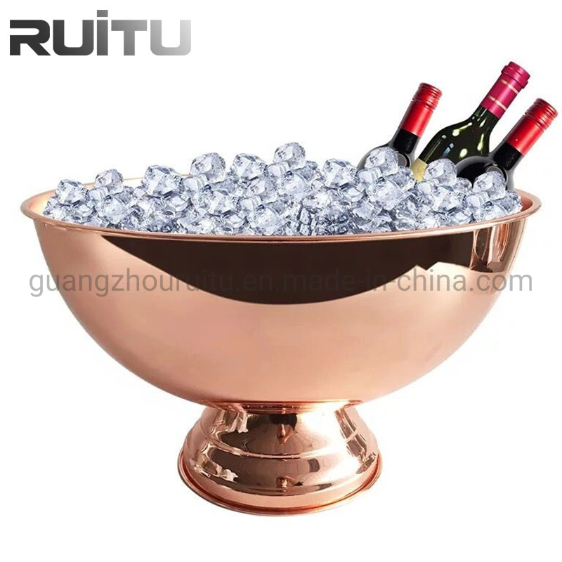 Buffet Chiller Pineapple Ice Drink Champagne Bucket Bowl Standing Silver Black Rose Gold Round Metal Shiny Handle Deer Antler Ice Buckets