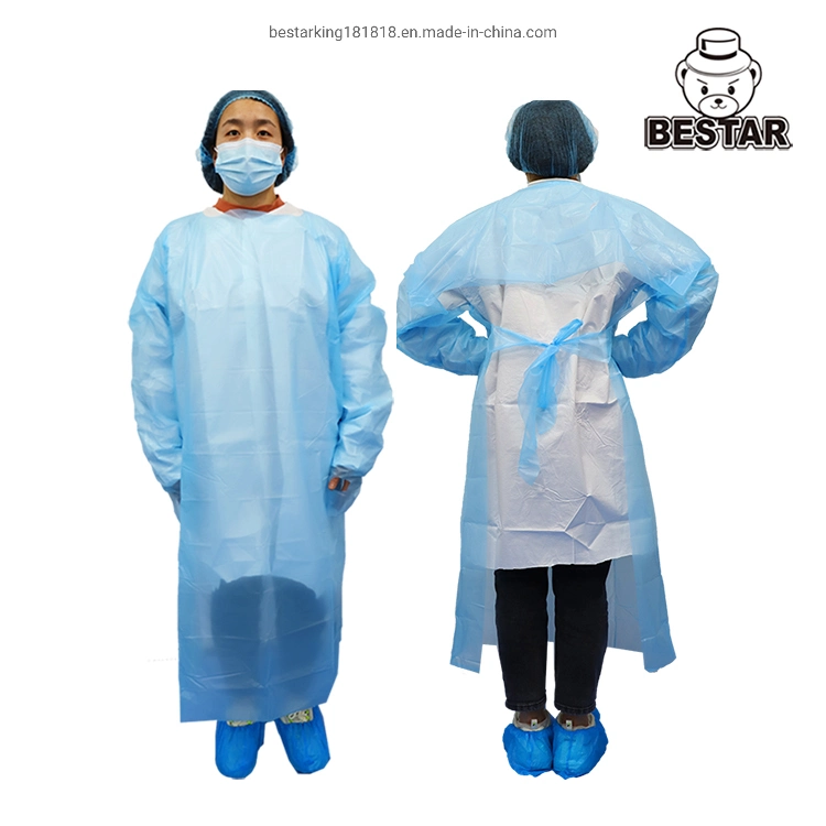 AAMI PB70 Level 2 Level 3 Surgical Waterproof Lightweight CPE Coat Gown