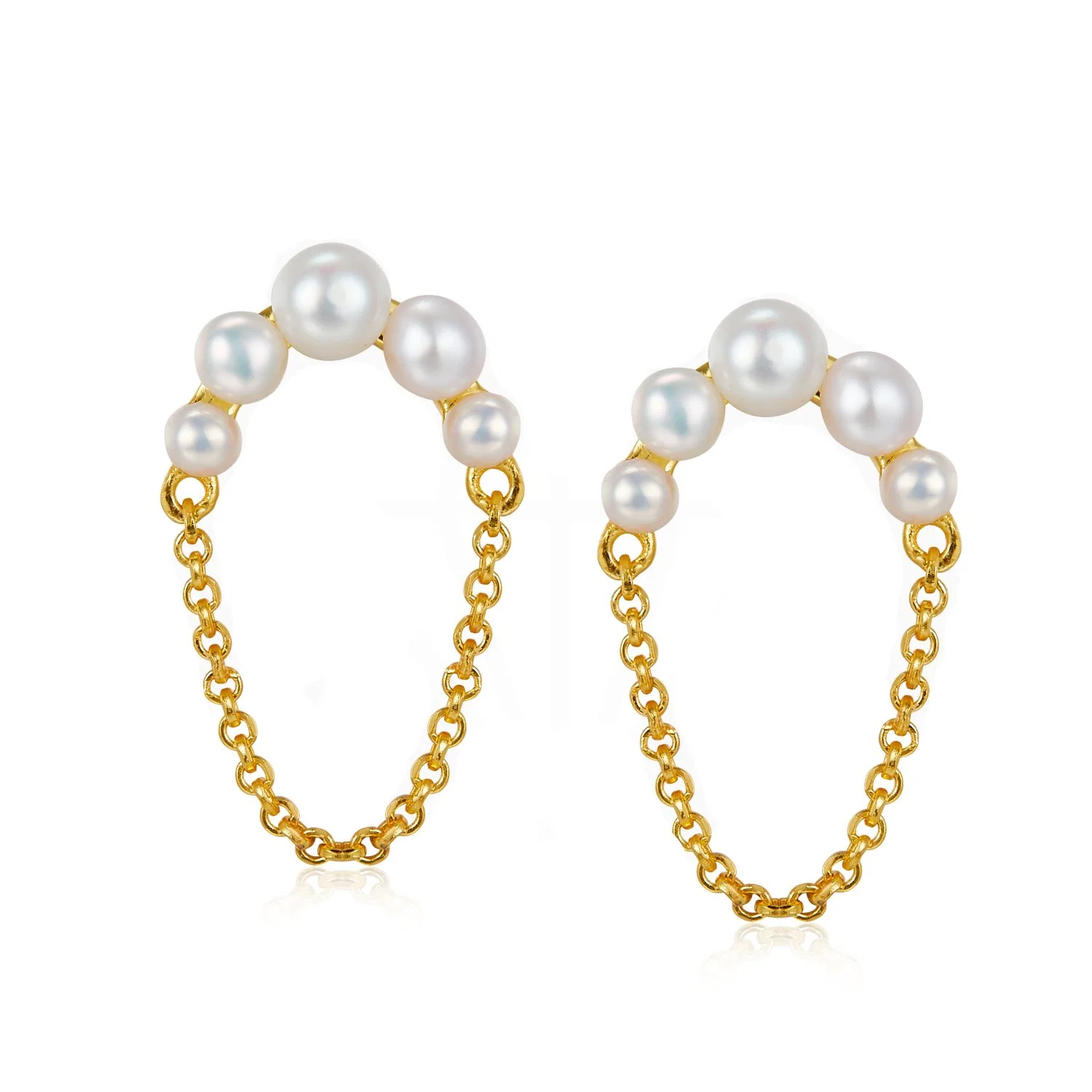 Fashion Jewelry Freshwater Pearl Earrings 18K Gold Plated Sterling Silver Jewelry 925 Silver Earrings for Women