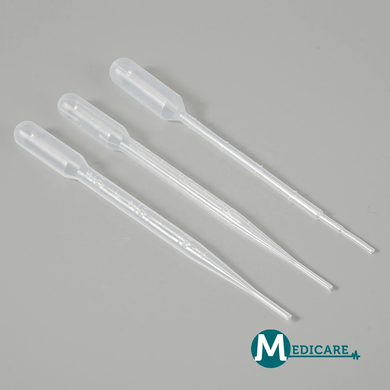 Laboratório de manuseio de líquidos de plástico descartável de 3ml estéril de pipetas