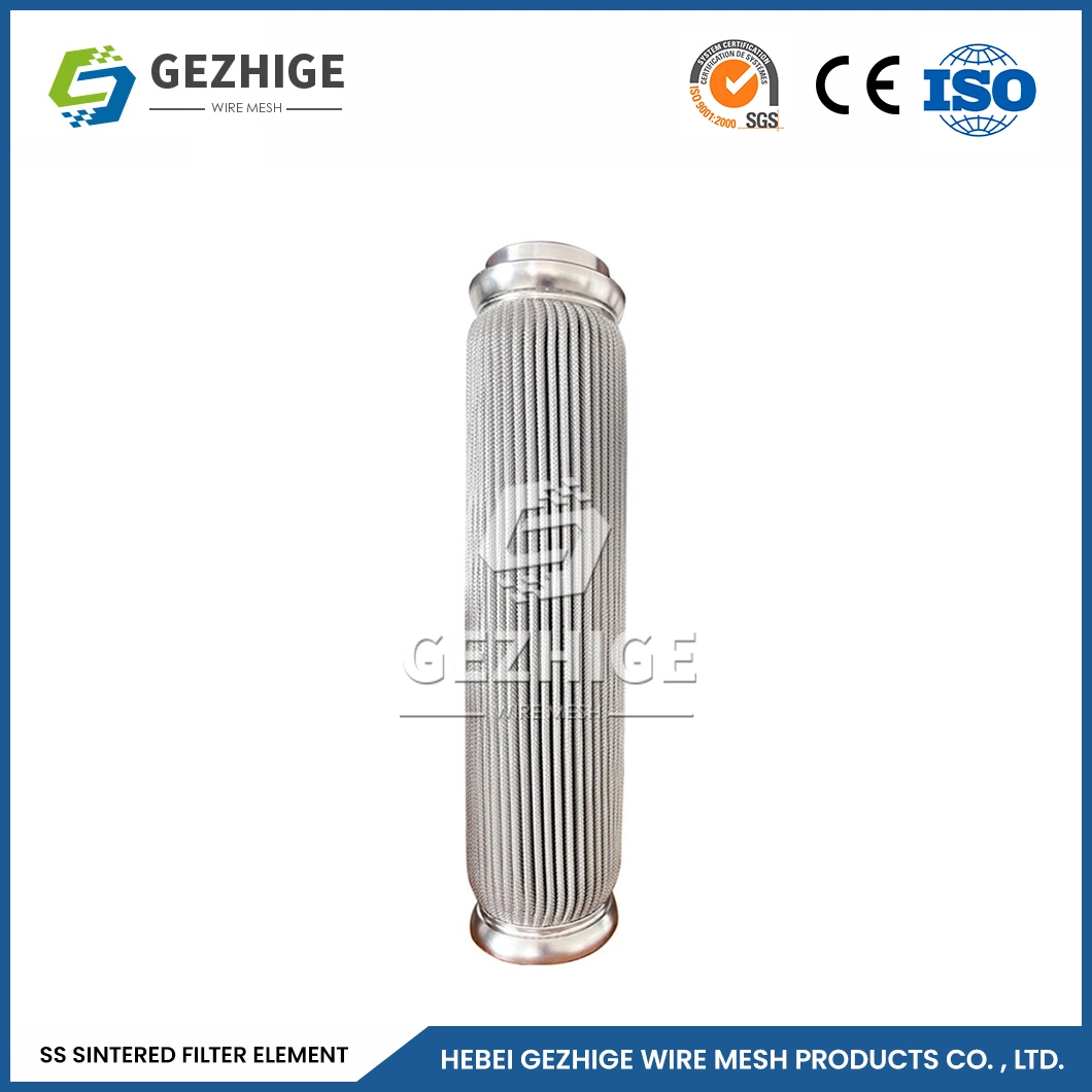 Gezhige Sintered Powder Filter Manufacturing 226 Interface Glass Fiber Sintered Filter China 0.5mm-300um Mesh Size Stainless Steel Flter Core