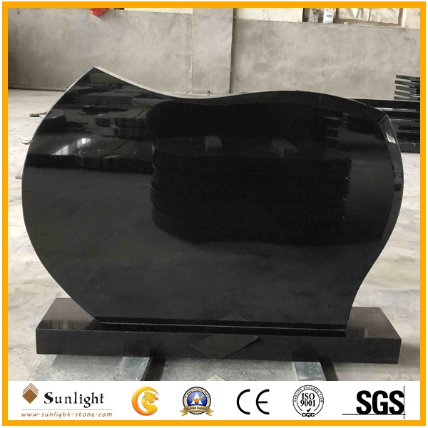 European Style Absolute Black Granite Black Memorial Grave Stones Tombstone