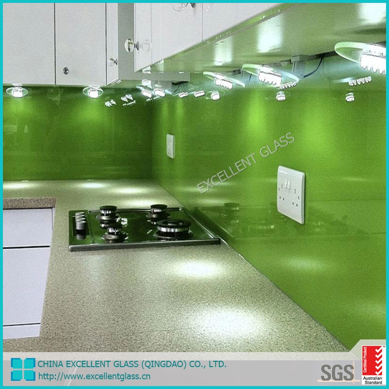 European Style Green, Blue Back Painted Glass for Shower Walls/ Splashback /Kitchen Cabinets/ Cutting Board/Art Decorative/Digital Printing