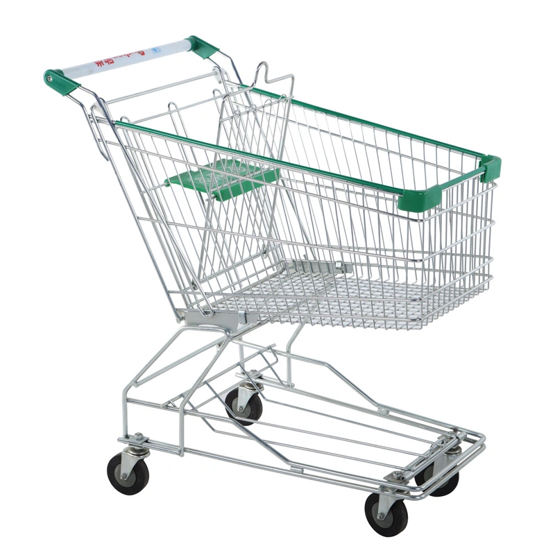 American/Asian Style Store Gebraucht Stahl Supermarkt Hand Trolley 4 Räder Warenkorb Aus Original Factory