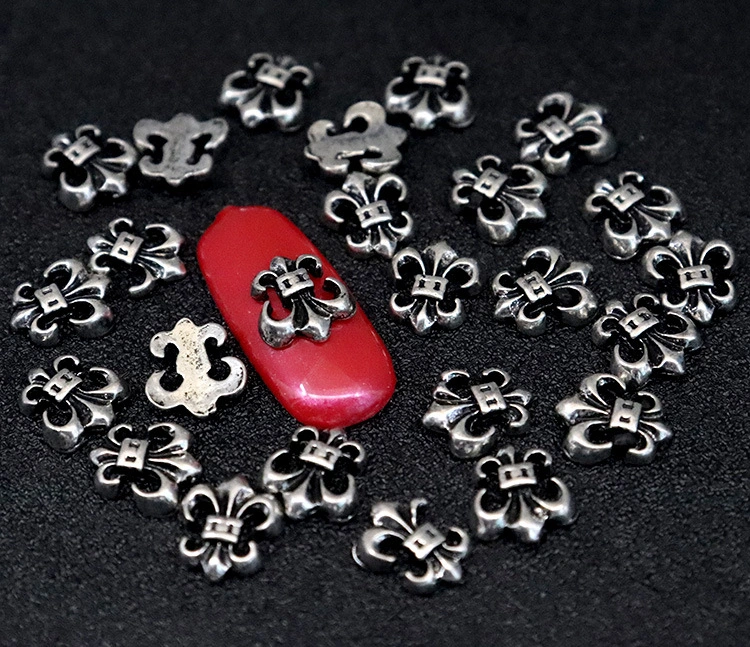 3D Argent et Or croix métallique Nail ornements pour ongles en acrylique de bricolage