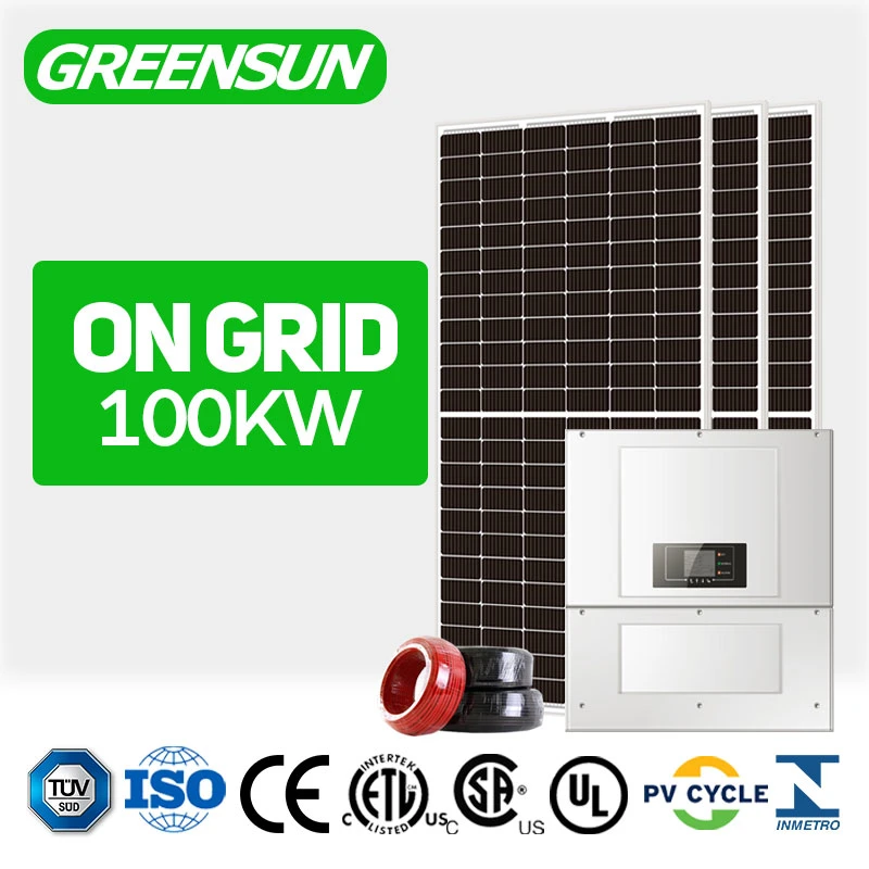 Greensun Ahorro de Energía costo de Energía 3 fase 50kW 80kW 100kw 200kW sistema de Panel Solar de Red