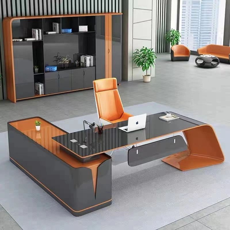 High Grade Luxury High Gloss Desk Office Furniture Set Executive Office Desk