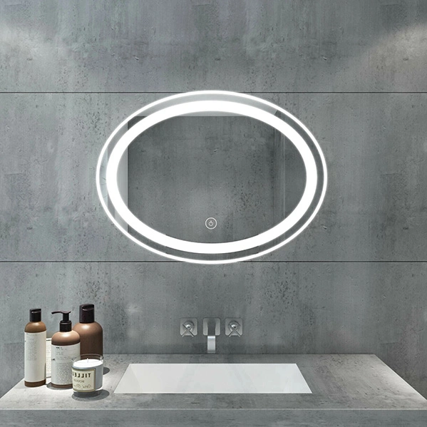 50x70cm Europa Standard New Design Großhandel Hotel modernes Glas Make-up Smart Oval LED-Badezimmerspiegel