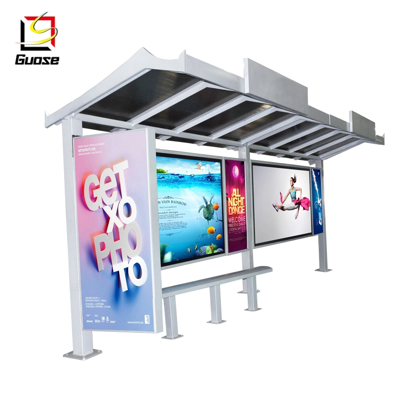 Bus Queue Shelter Adverting LED Screen Customized Stainless Steel Bus Stop Manufacturer