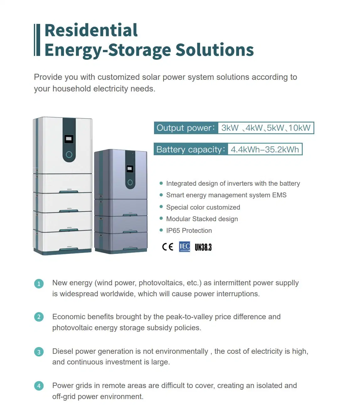 A Solar Plus para 10kw bateria residencial do Sistema de armazenamento de energia solar custo na parede