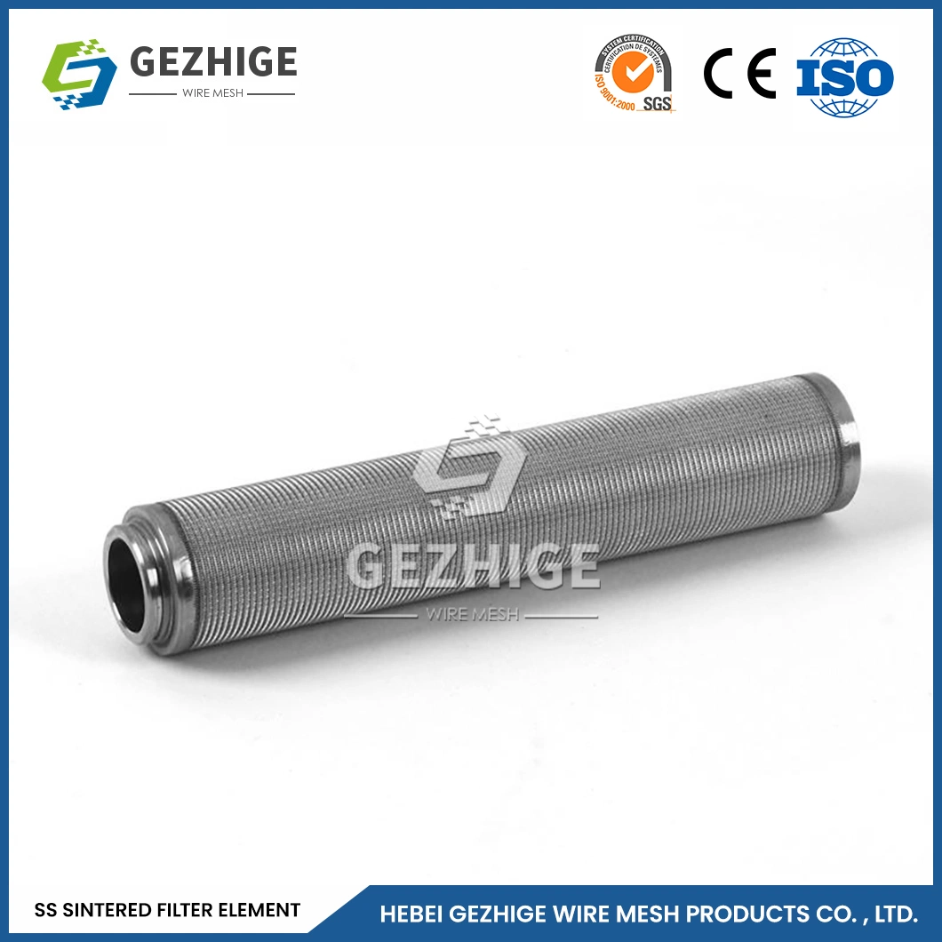 Gezhige Sintered Powder Filter Manufacturing 226 Interface Glass Fiber Sintered Filter China 0.5mm-300um Mesh Size Stainless Steel Flter Core