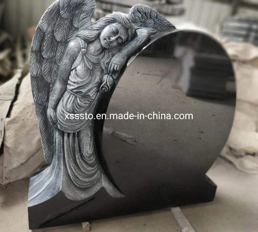 China Black Granite USA Style with Angela Heart Memorials Monuments Headstones