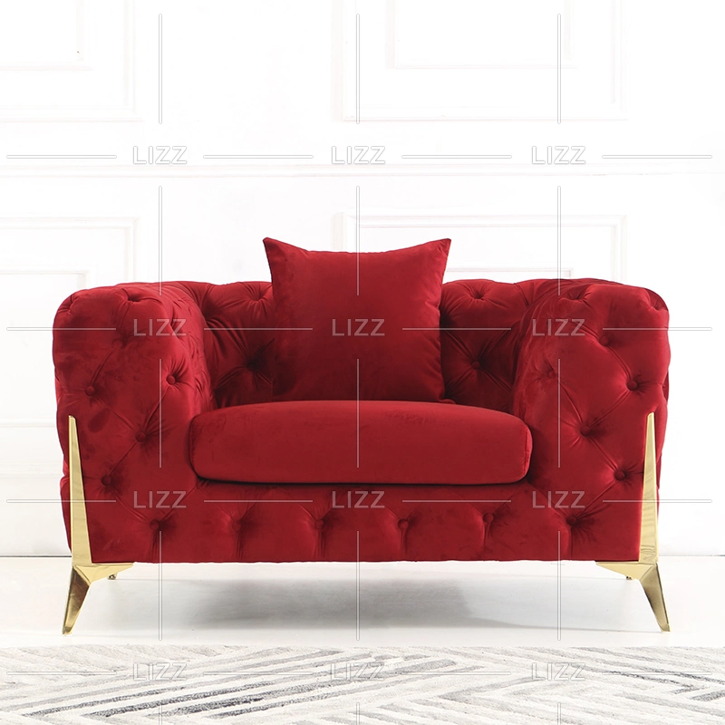 New Arrivals Luxury Velvet Fabric Living Room Furniture Set Button Tufted Chesterfield Leisure 3+2+1 Sofa