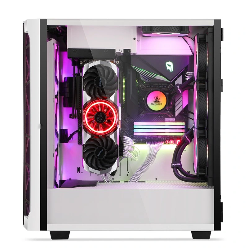 Full-Tower PC Gaming-Gehäuse, gehärtetes Glas, Kabelmanagement/optionale 360mm-Wasserkühlung, unterstützt 7 Lüfter, USB 3,0 Typ-C-Anschluss an der Vorderseite, High-End-GPU