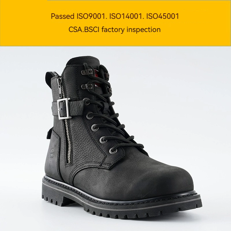 High Top Layer Cowhide Waterproof and Anti Slip Protective Safety Shoes