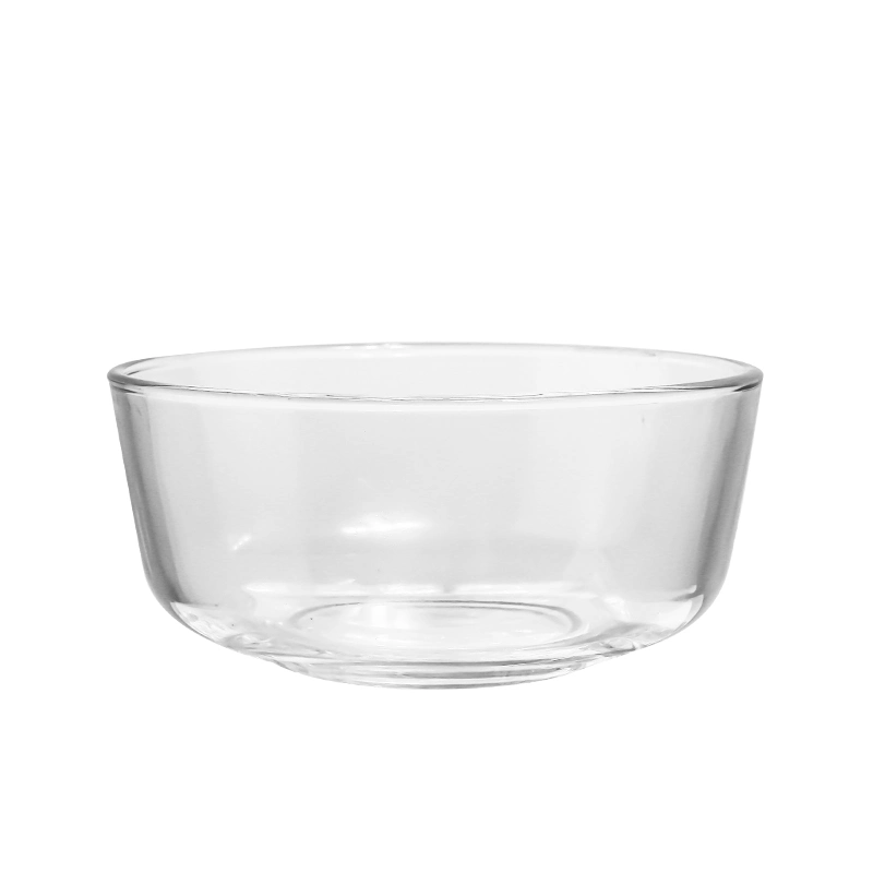 Venta al por mayor transparente personalizado Rendimiento de alta calidad/alto costo Creative Round Clear Ice Ensalada de fruta de crema de vidrio para patatas fritas condimentos de maíz