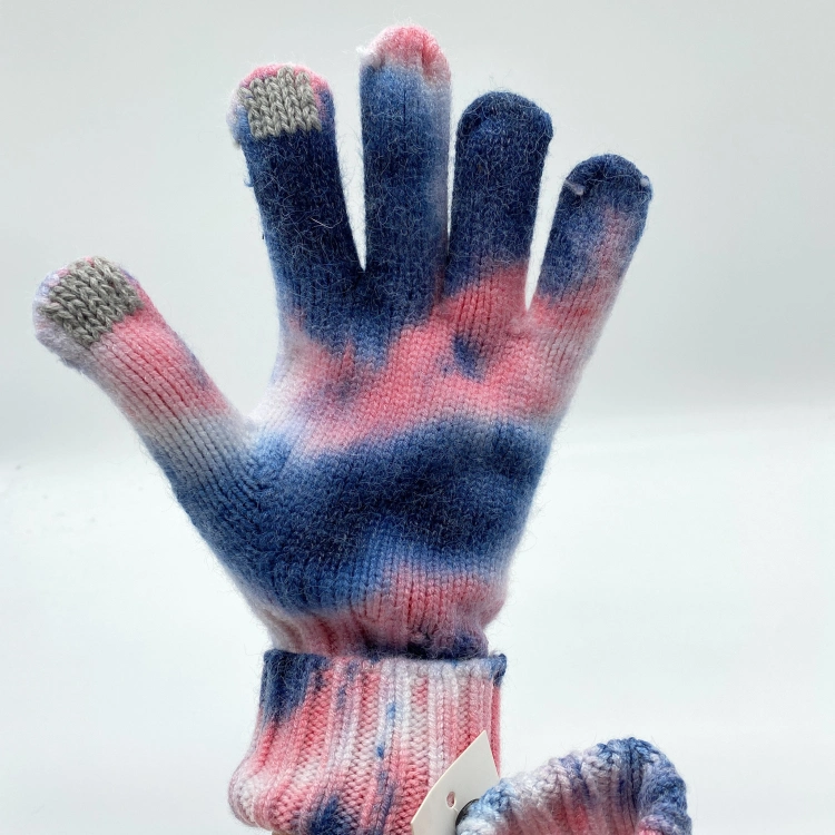 Mode hiver chaud gros tie dye tactile femmes Gants tricotés