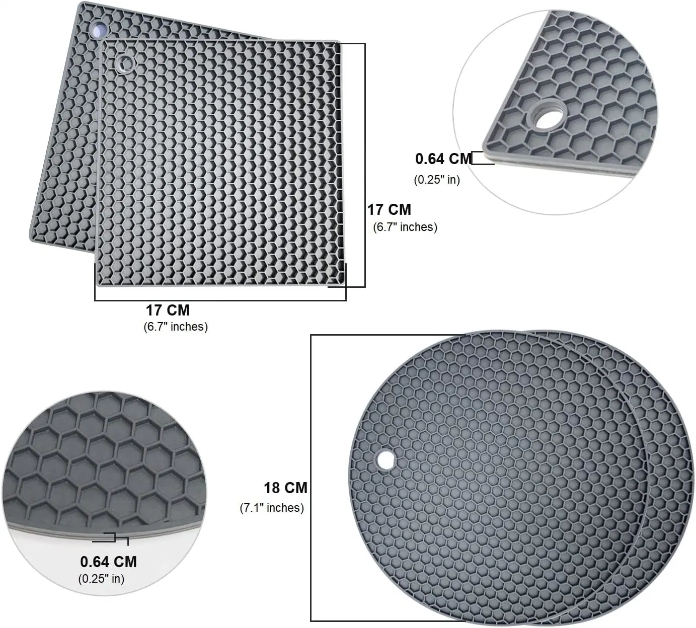 Suportes de silicone resistentes ao calor suportes de pote multiusos discos quentes antiderrapantes para os suportes de Cozinha, abridores de boiões quentes