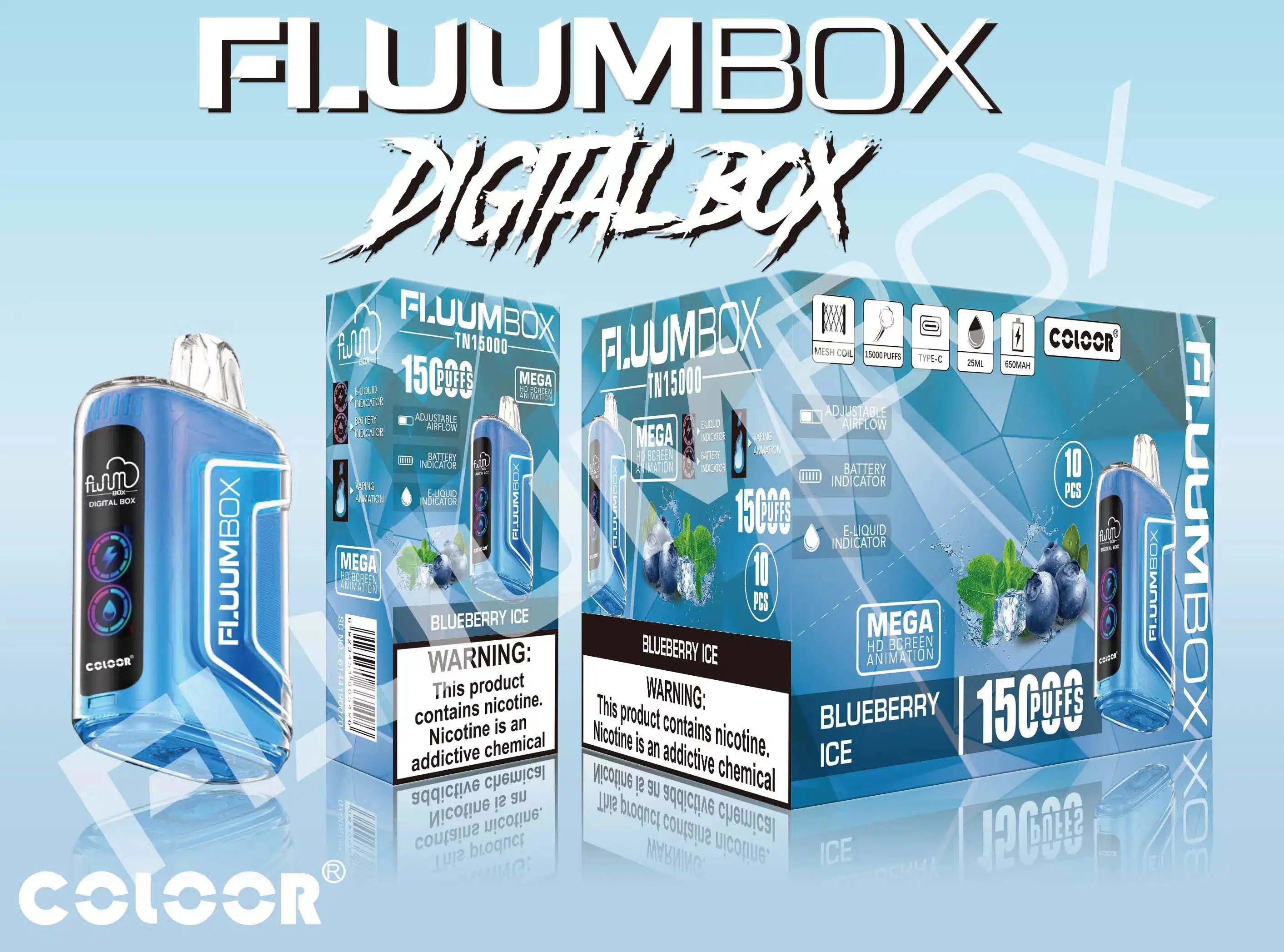 Wholesale/Supplier I Vape Original Fluum Box 15000 Puffs Digital Box 15K Disposable/Chargeable E Cigarette 25ml 650mAh Rechargeable Vape 12 Favors Mesh Coil Vape Pod