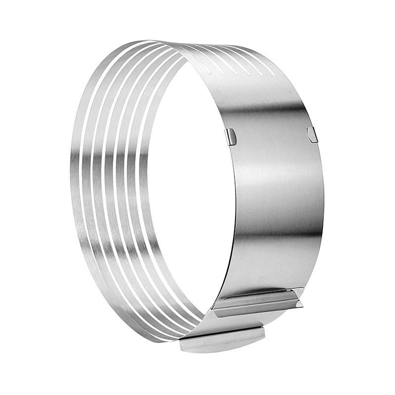 Anillo de torta de pastel por capas redonda ajustable cortadora el nivelador, redondo de acero inoxidable de grado alimenticio Cortador de pastel de la capa de pan de molde, molde Cortador de pastel de Flexible Esg15700