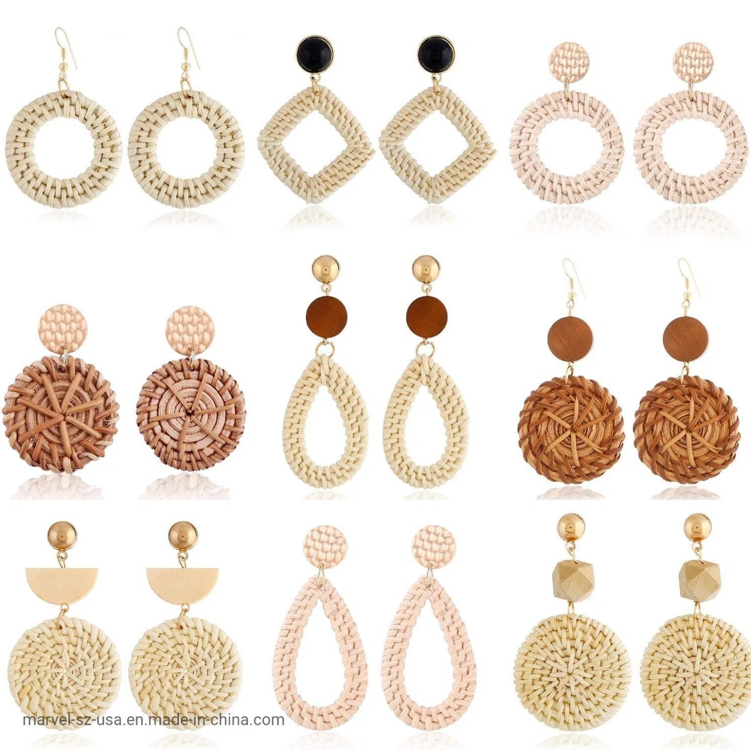 Women Girls Fashion Jewellery Geometric Tassel Woven Handmade Earrings Jewelry