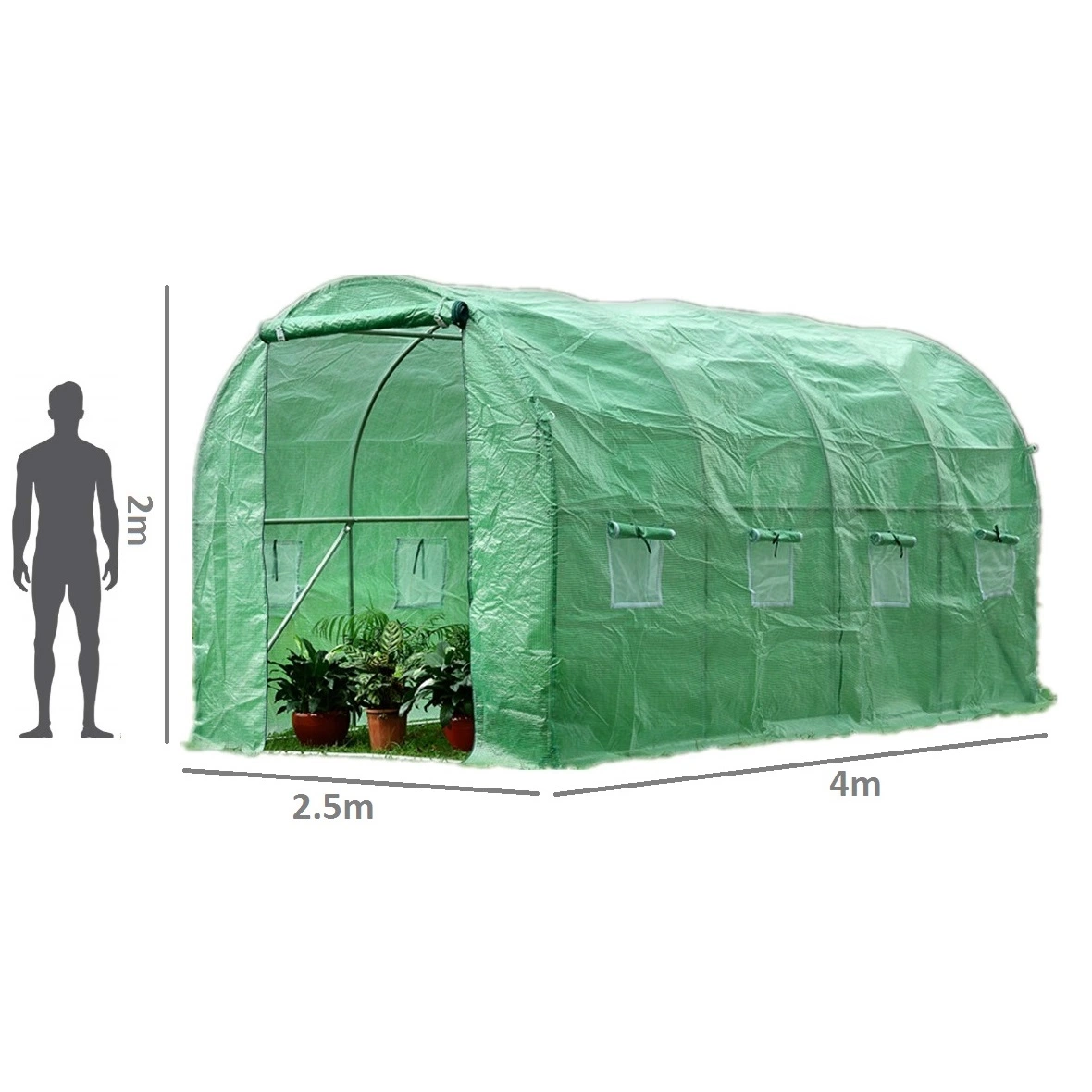 Polytunnel Greenhouse with UV Protective PE Cover 4X2.5m