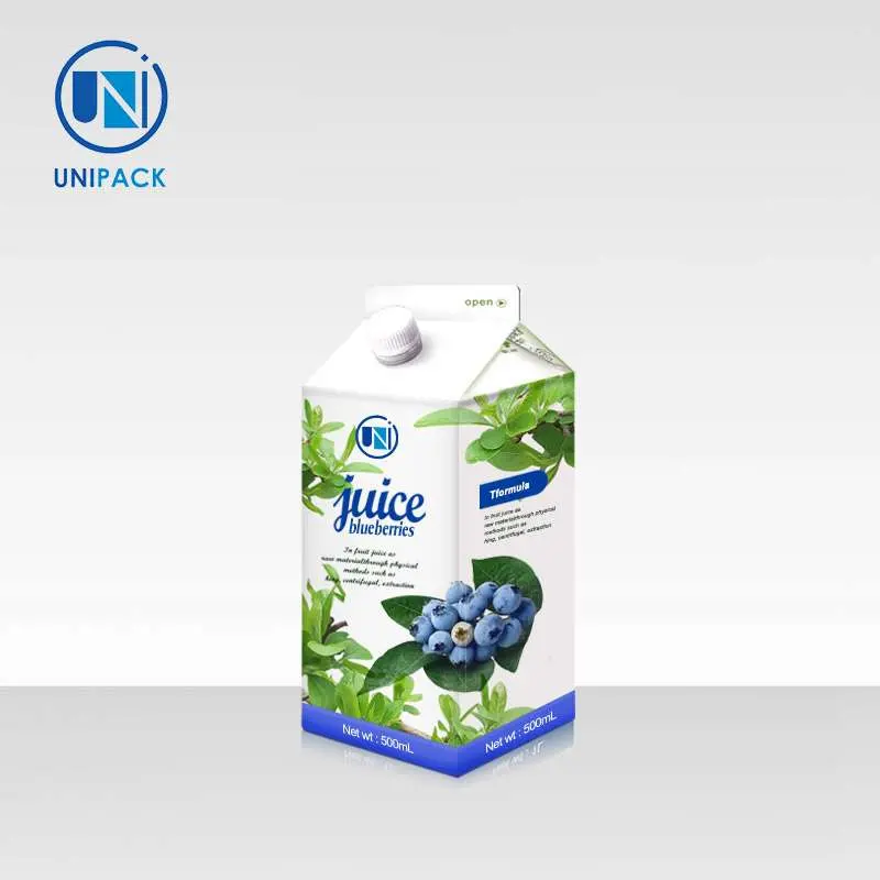 Unioack Juice Beverage milk Embalagem asséptica Carton impressão personalizável Gable Topo