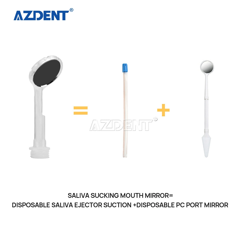 Hot Sell Azdent Disposable Plastic Dental Anti-Fog Mouth Mirror with Saliva Suction