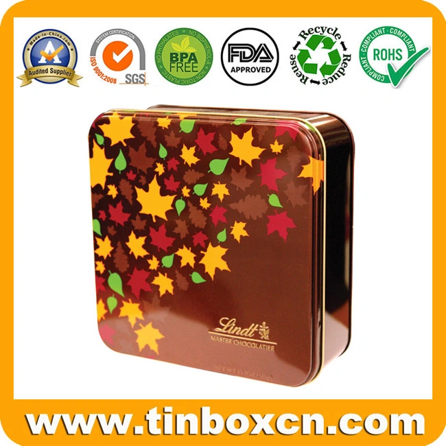 Quadrado Tin Box Metal CAN Food Tin para cookie Biscuit Embalagem de chocolate