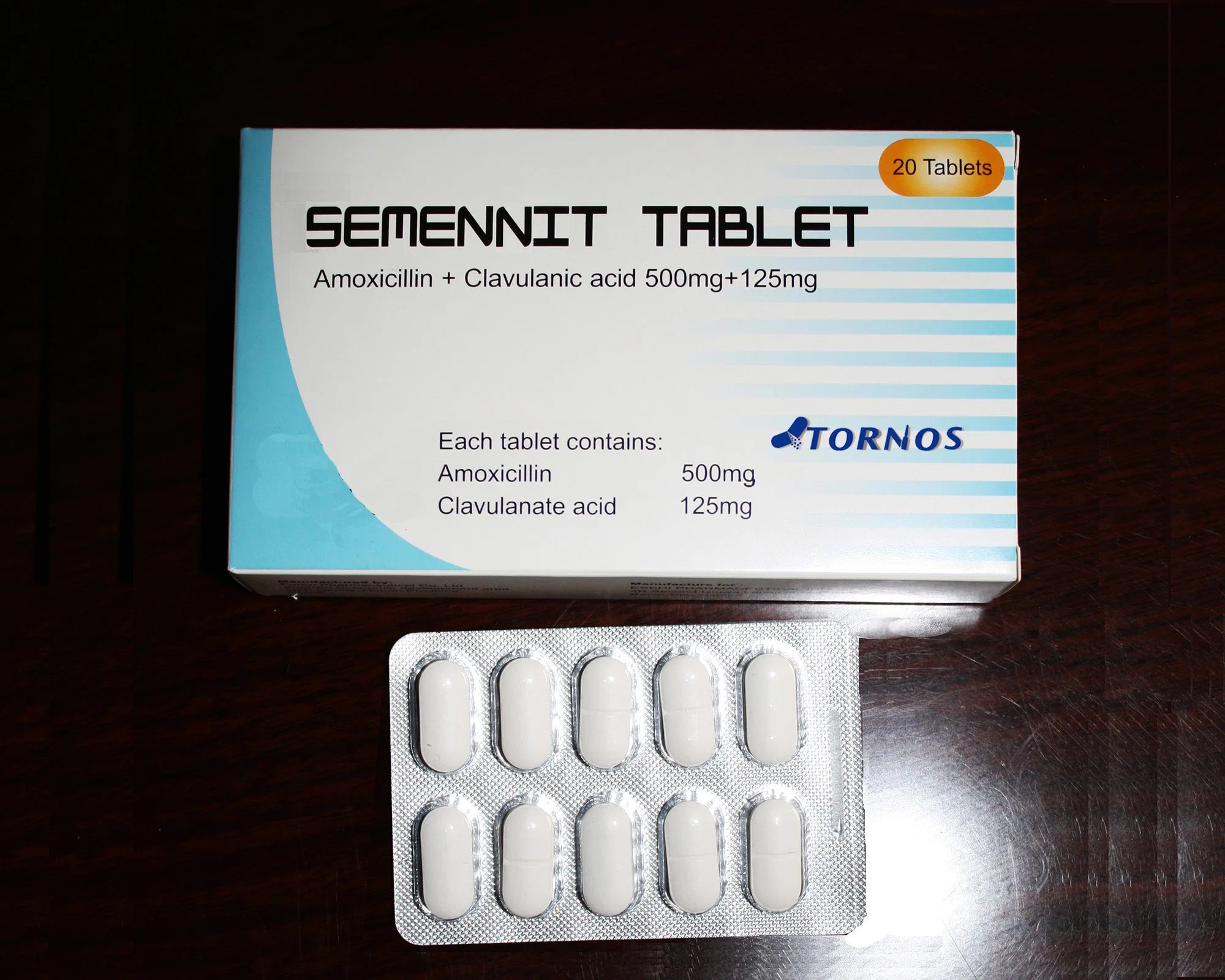 Antibiótico Amoxicillin e ácido clavulânico Tablet 500mg 125mg