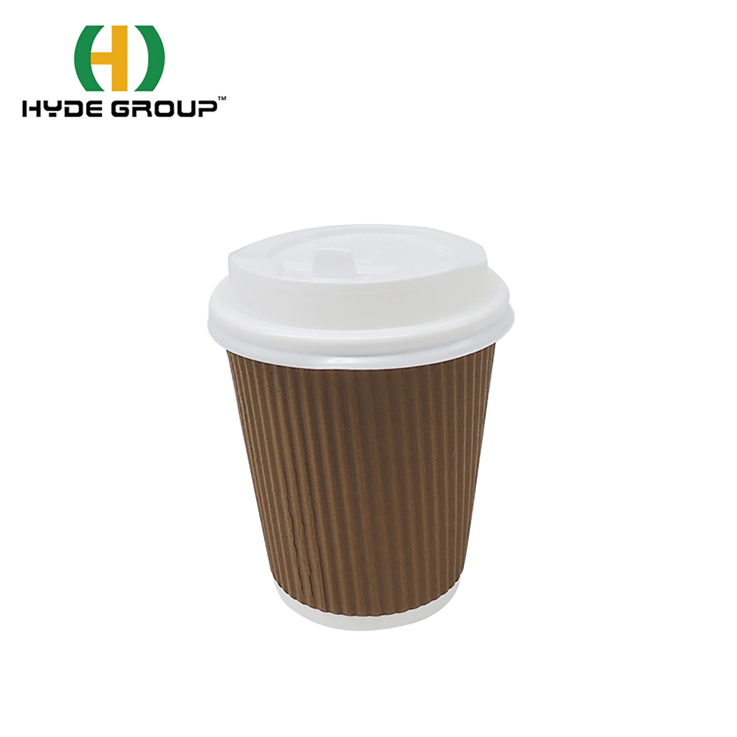 16oz Ripple Wall Paper Cups with Black White Color Plastic Lids Coffee Drinking Cups