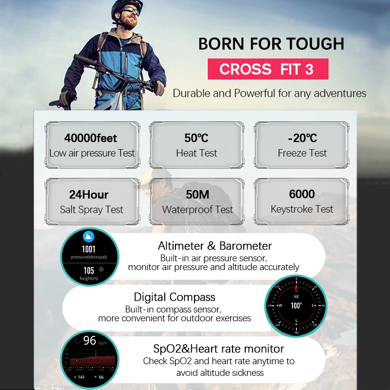 Northedge Reloj inteligente Cruz colocar 3 ejecuta Sport reloj GPS Bluetooth Llamada Smartphon para Smart Teléfono Teléfono móvil Reloj inteligente