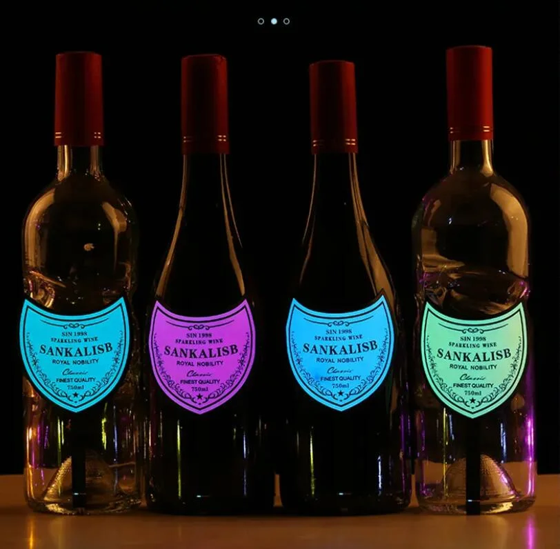 OEM Bottle Sticker Waterproof Adhesive Luminous Light EL Wine Bottle Label