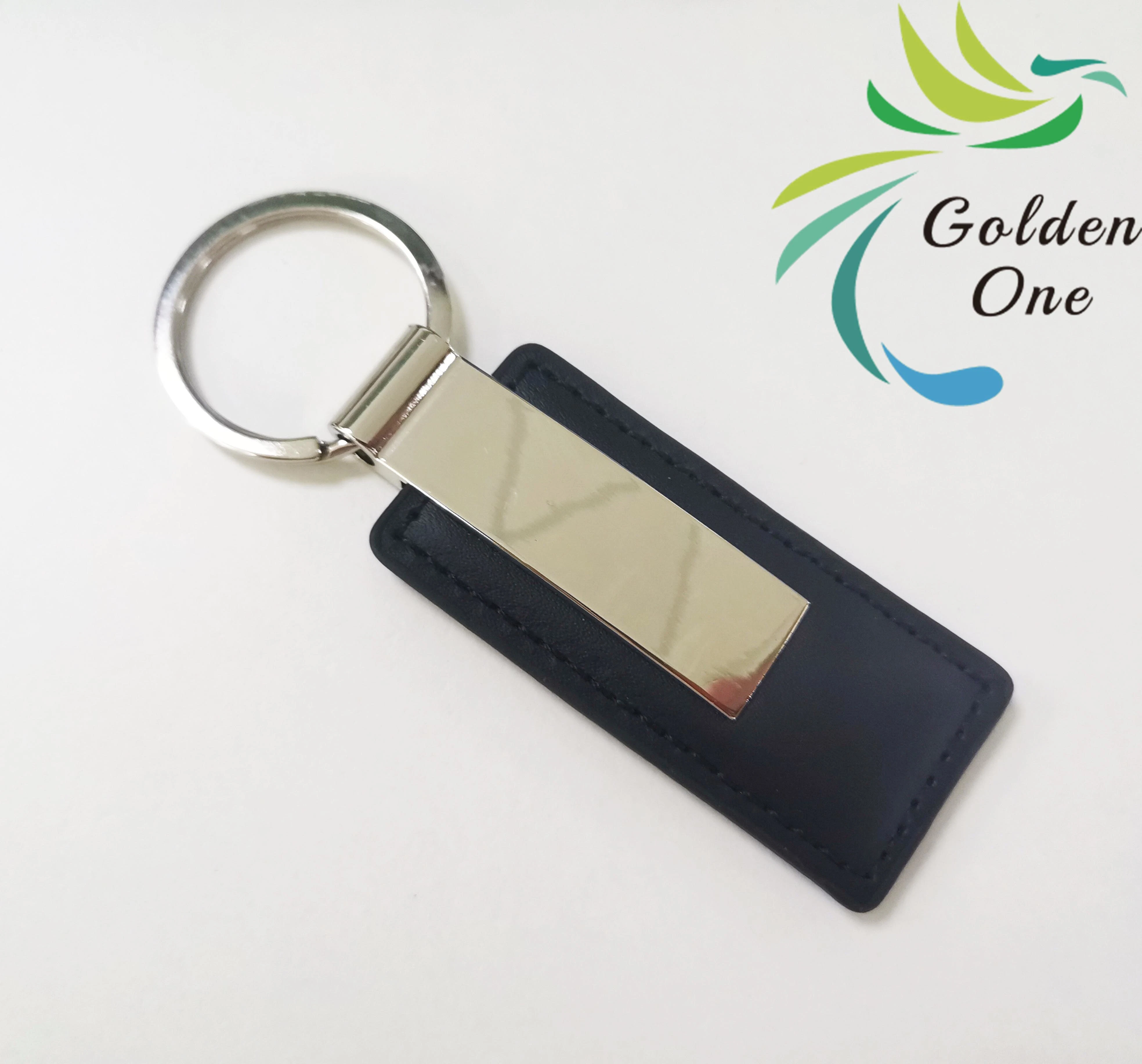 Hot Sale Shiny Gold Plated Souvenir Sublimation Leather Zinc Alloy Key Chain