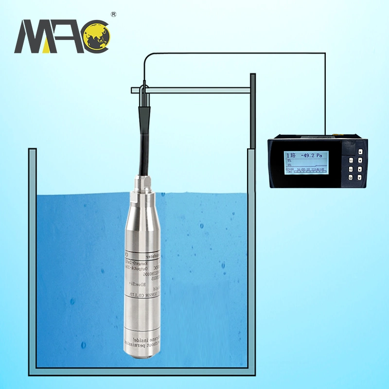 Macsensor Throw-en el tipo 0-5 V 4-20 mA Sensor de nivel de agua de pozo profundo nivel de caudal de agua líquida Transmisor de nivel analógico sensores