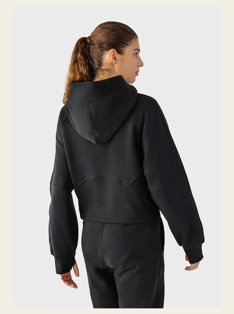 Sudadera con media cremallera Sudaderas con capucha corta Fleece Women Quarter Zip up Suéter Suéteres ropa de otoño 2023 ropa de invierno