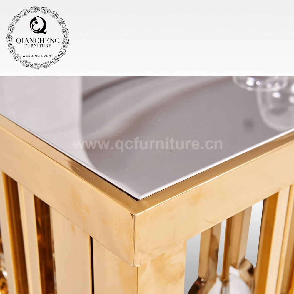 Romantic Golden Stainless Steel Bar Table for Wedding Event