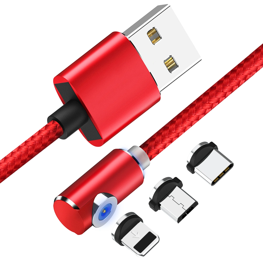 Micro USB Type C 8-Pin Elbow Magnetic Cable for iPhone/Samsung/Huawei/HTC