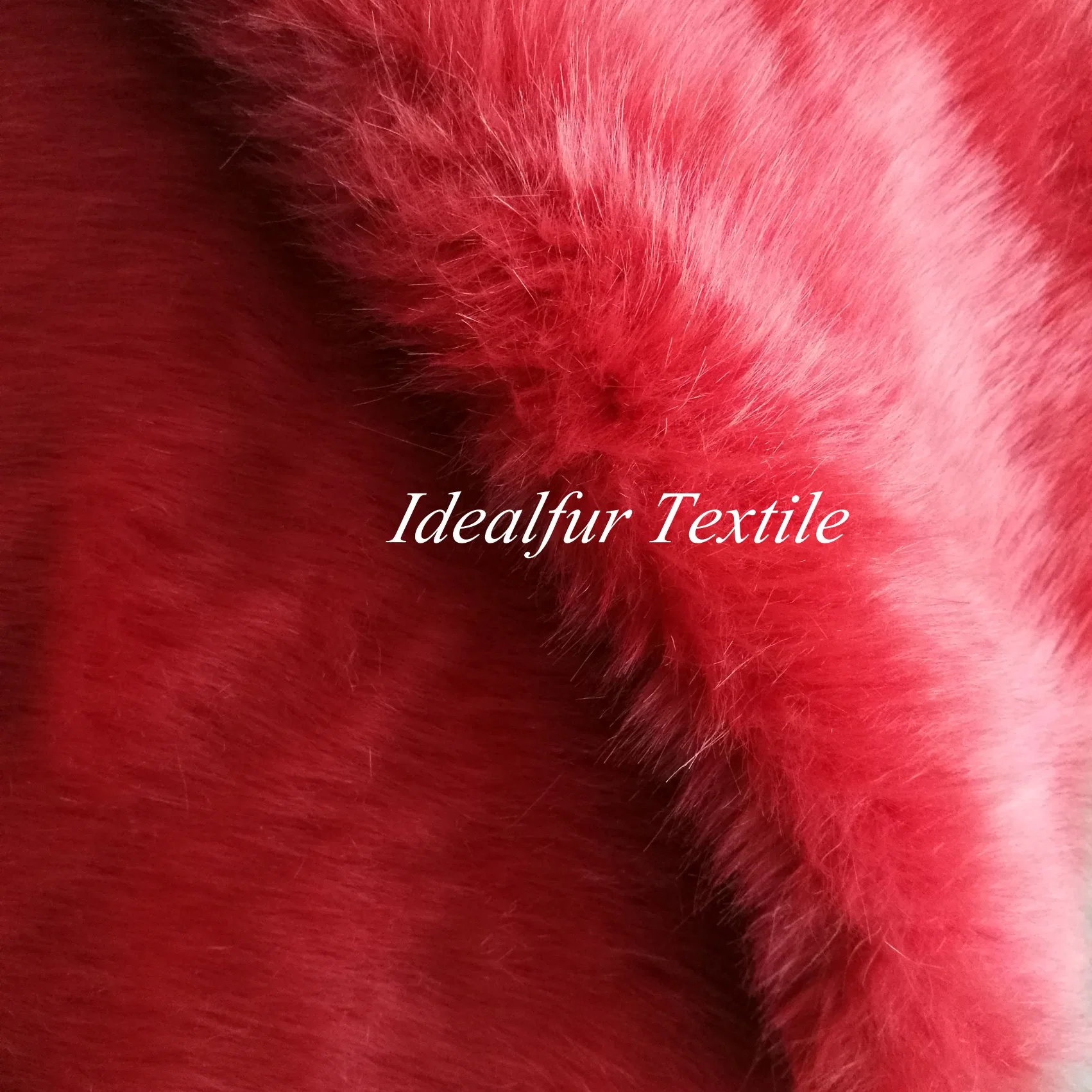 Red Plain Long Pile Fake Fur Faux Fur