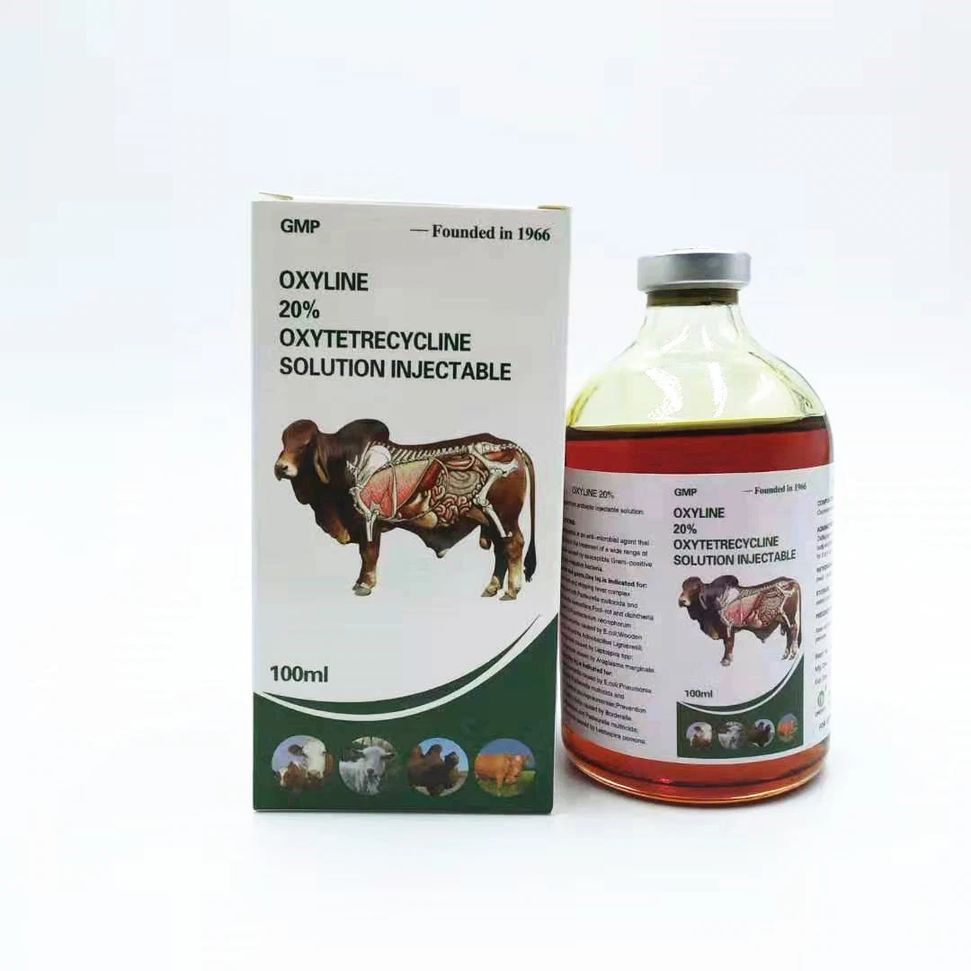 Nivel GMP Oxytetracycline inyectable 100ml Veterinaria de buena calidad Inyección para usos