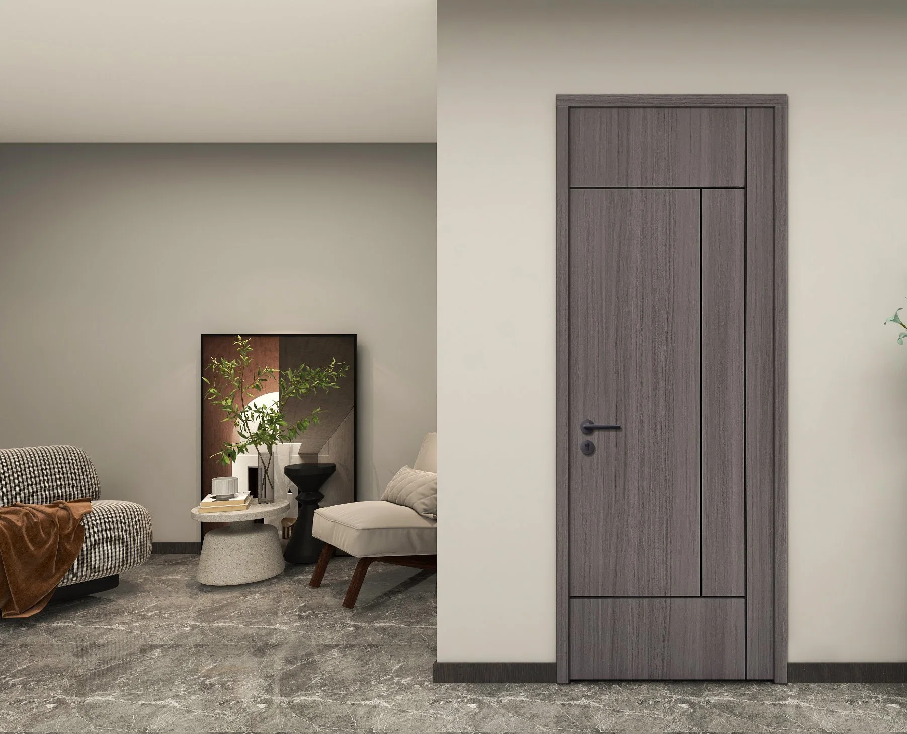 Single Swing Flush Design Composited Wooden MDF Doors