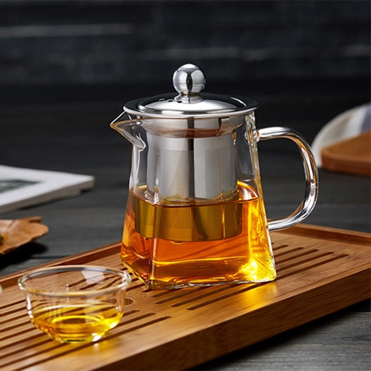 Pot à thé chinois en verre borosilicaté à chaud avec inox 304 Ensemble théière et théière en acier pour le blooming de l'infuseur