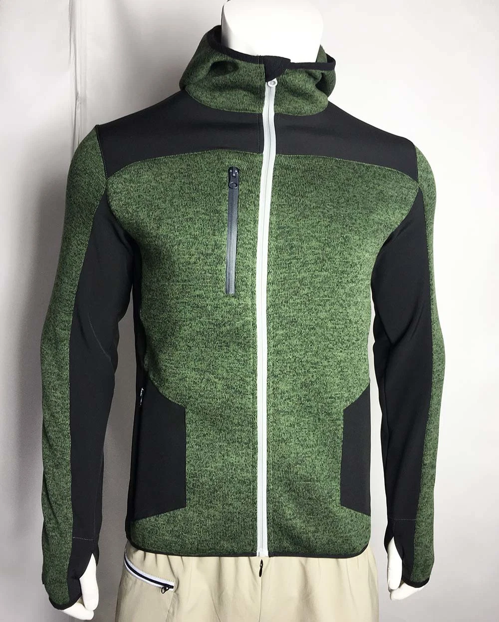 Adult Sportswear Melange Knitted Fleece Hoody Outdoor Jacket
