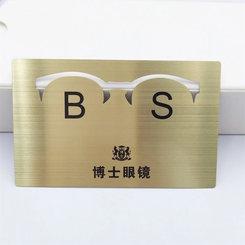 Cr80 Personalised Double Side Cut out Golden Laser Cut Business Card Metal Card