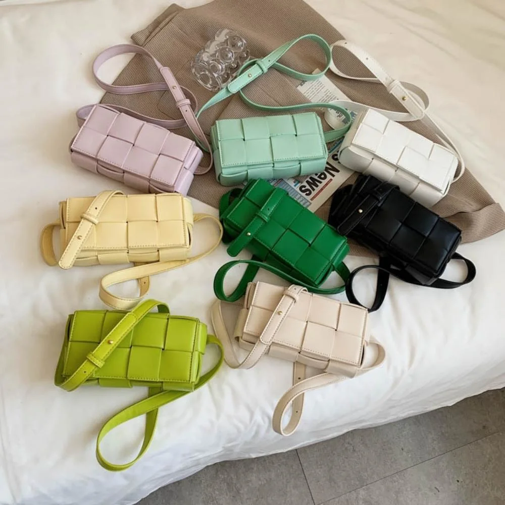 Small Braided Wave Green Match Chest Bag Women Summer Messenger Waist Trendy Wyz21250