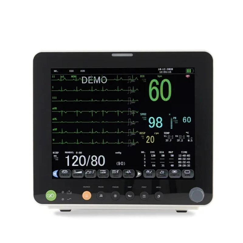 Rentable pantalla TFT en color de alta resolución 12,1 Monitor multiparamétrico eléctrico Dispositivos médicos de ECG