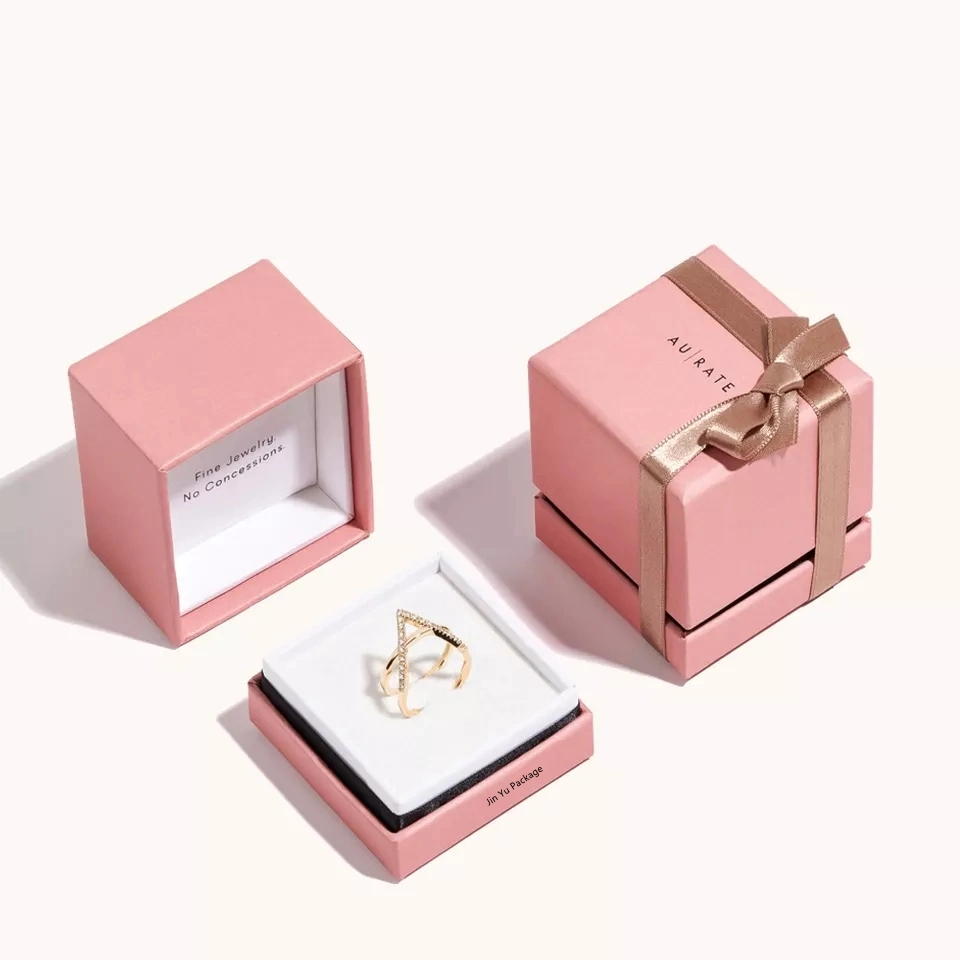 Custom Elegant Pink Color Printing Paper Gift Ring Jewelry Packaging Boxes Wholesale/Supplier