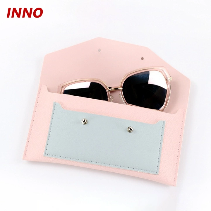 Inno-R011 Wholesale/Supplier Fashion Lychee Pattern PU Glasses Bags Color Matching Personal and Portable Leather Optical Glasses Box Glasses Custom Logo Eco-Friendly