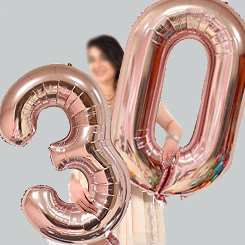 32/40inch Number Aluminum Foil Balloons Rose Gold Silver Digit Figure Balloon Child Adult