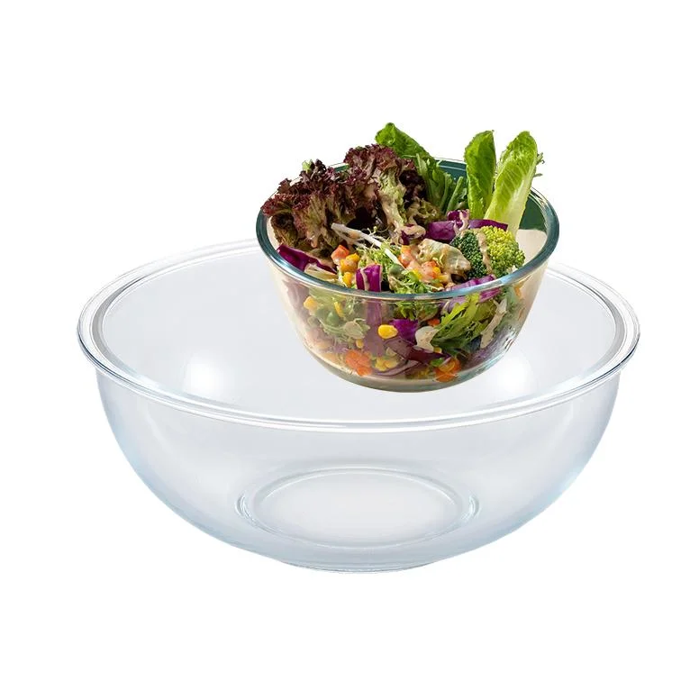 1600ml Modern Kitchen Reusable Fruit Transparent Glass Salad Bowl Set